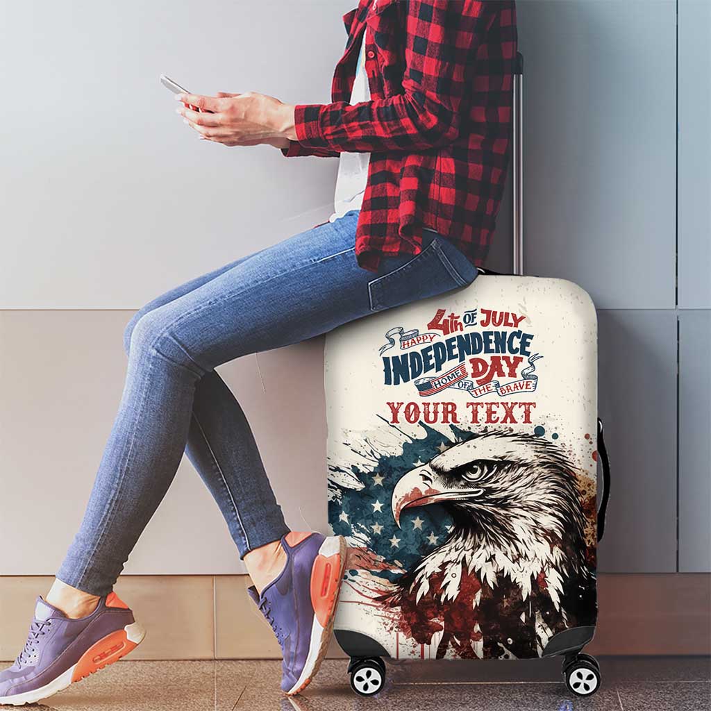 Happy Fourth of July Personalized Luggage Cover Bald Eagle USA Independence Day LT9