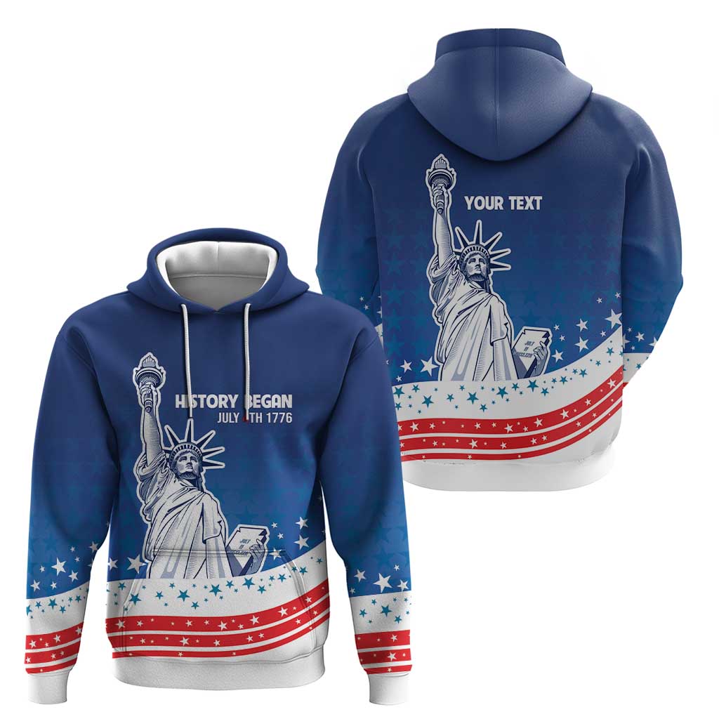History Began 4th of July Personalized Hoodie Statue of Liberty US Flag LT9