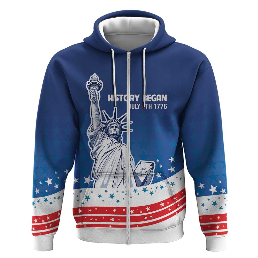 History Began 4th of July Personalized Hoodie Statue of Liberty US Flag LT9