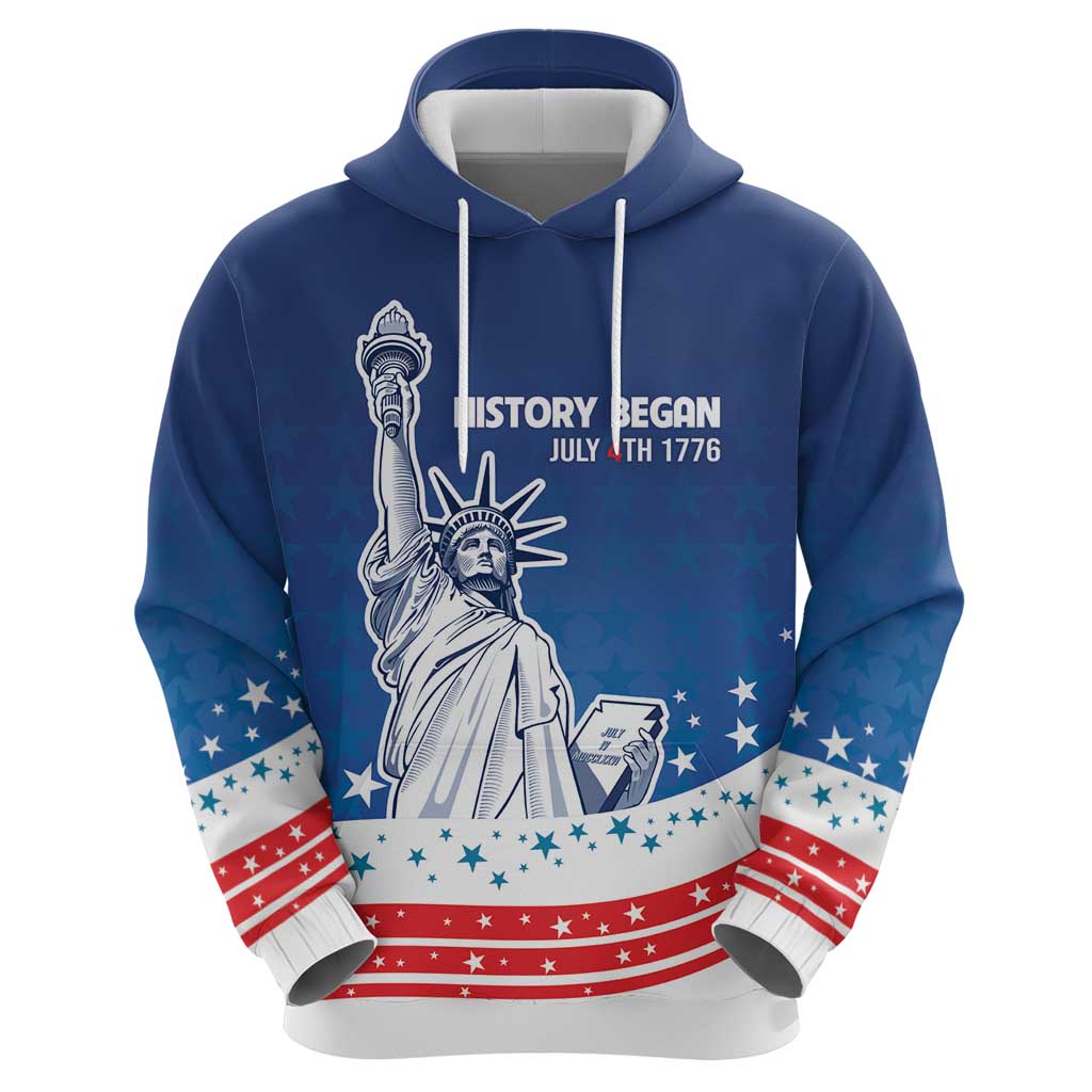 History Began 4th of July Personalized Hoodie Statue of Liberty US Flag LT9