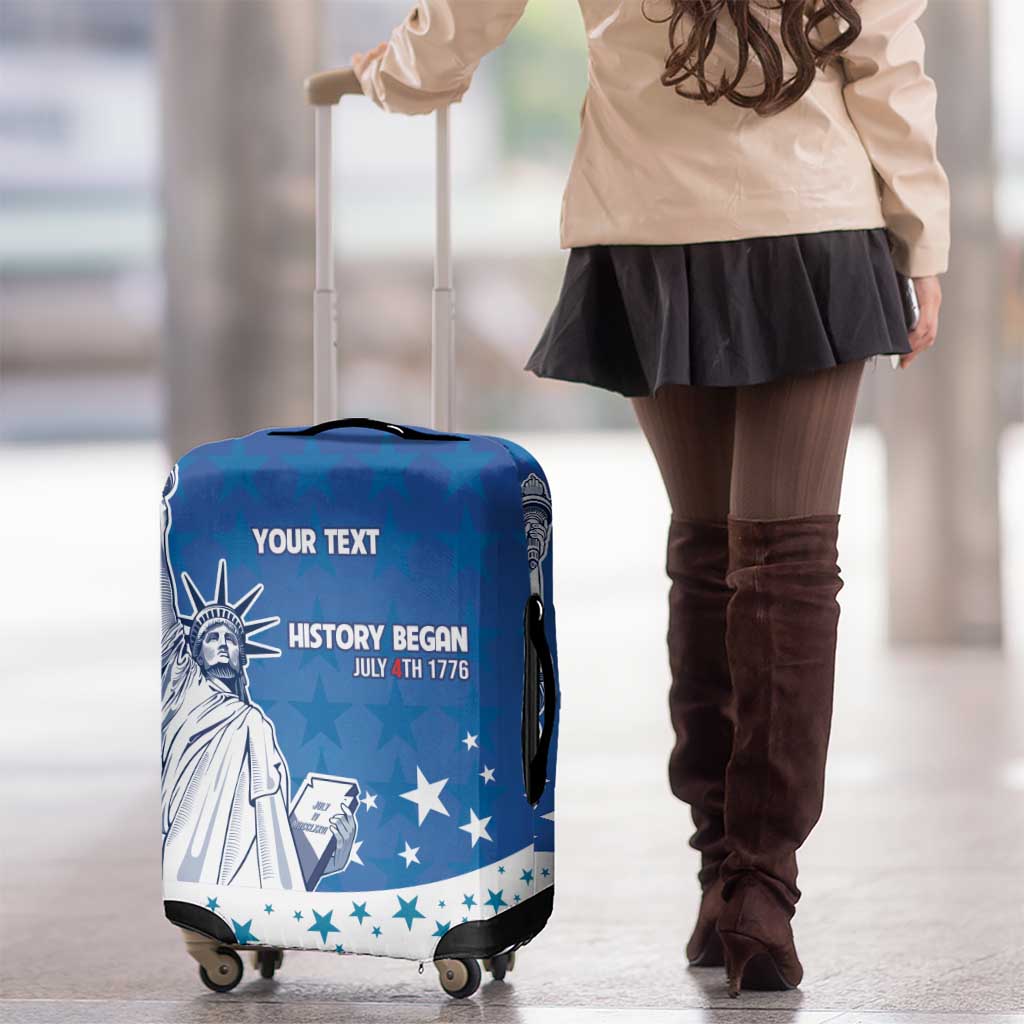 History Began 4th of July Personalized Luggage Cover Statue of Liberty US Flag LT9