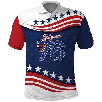 July 4th 1776 American Flag Vintage Personalized Polo Shirt USA Independence Day LT9