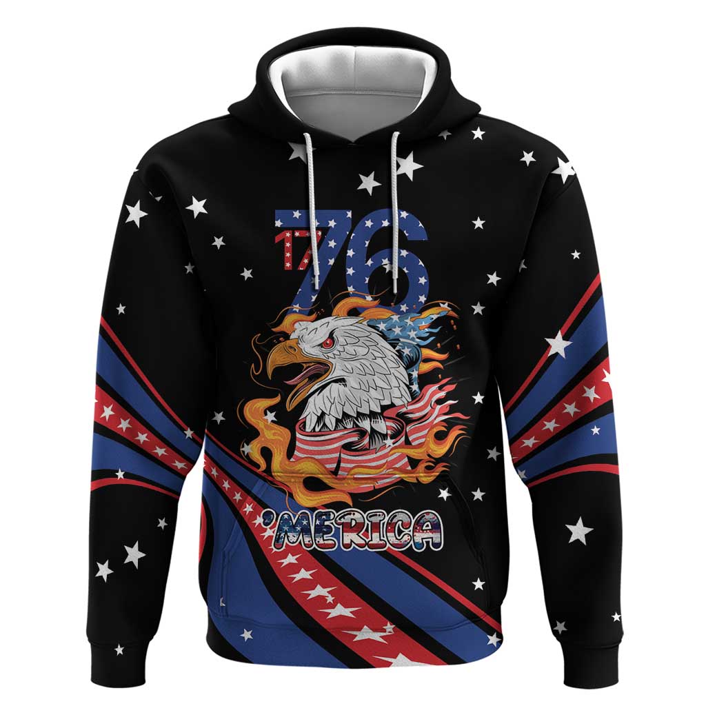 Personalized America History Began 4th of July Hoodie Fire Bald Eagle US Flag LT9