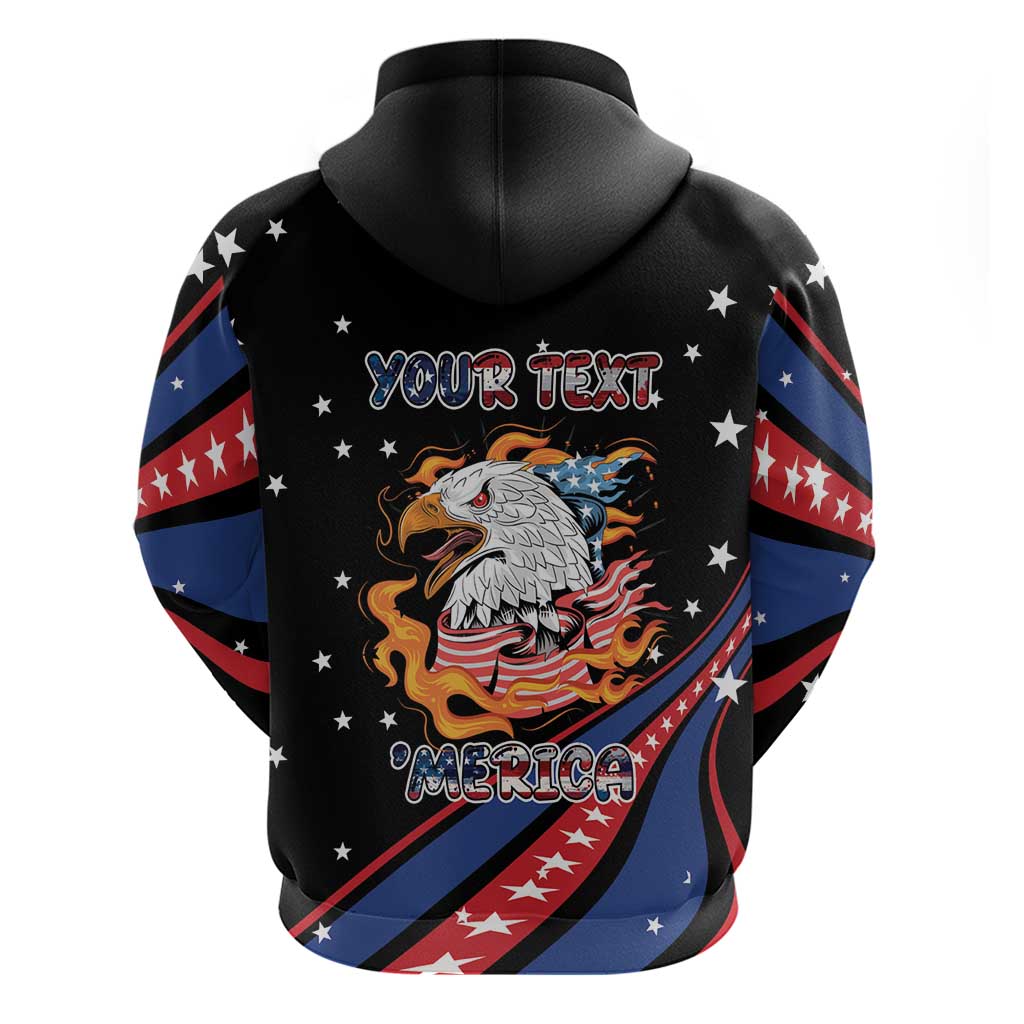 Personalized America History Began 4th of July Hoodie Fire Bald Eagle US Flag LT9