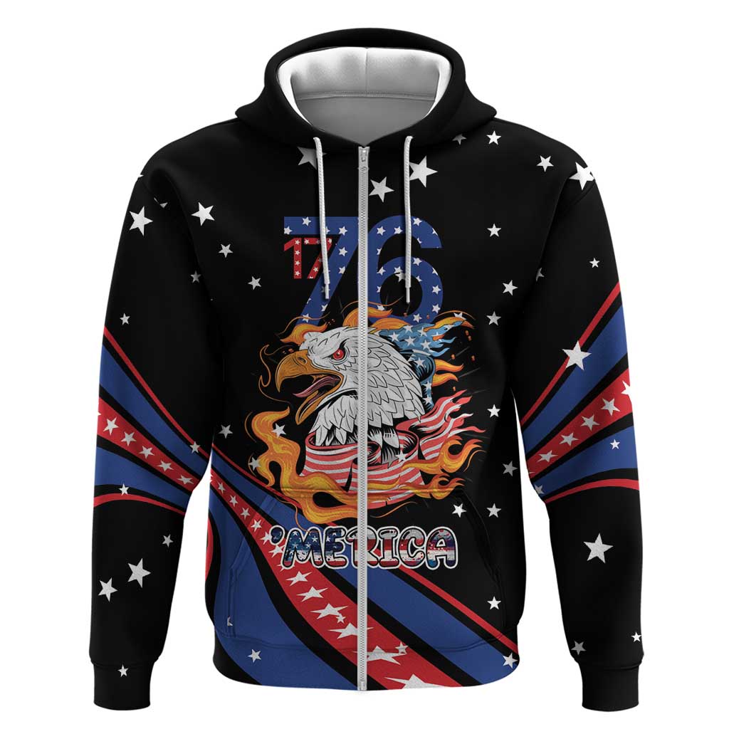 Personalized America History Began 4th of July Hoodie Fire Bald Eagle US Flag LT9