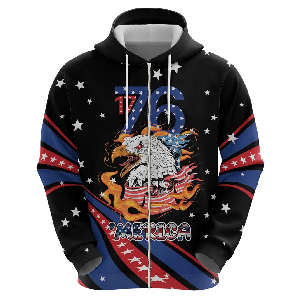 Personalized America History Began 4th of July Hoodie Fire Bald Eagle US Flag LT9