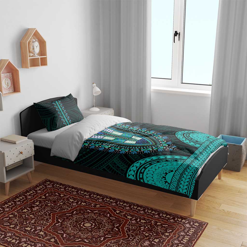 African Dashiki and Polynesian Pattern Bedding Set Teal LT9