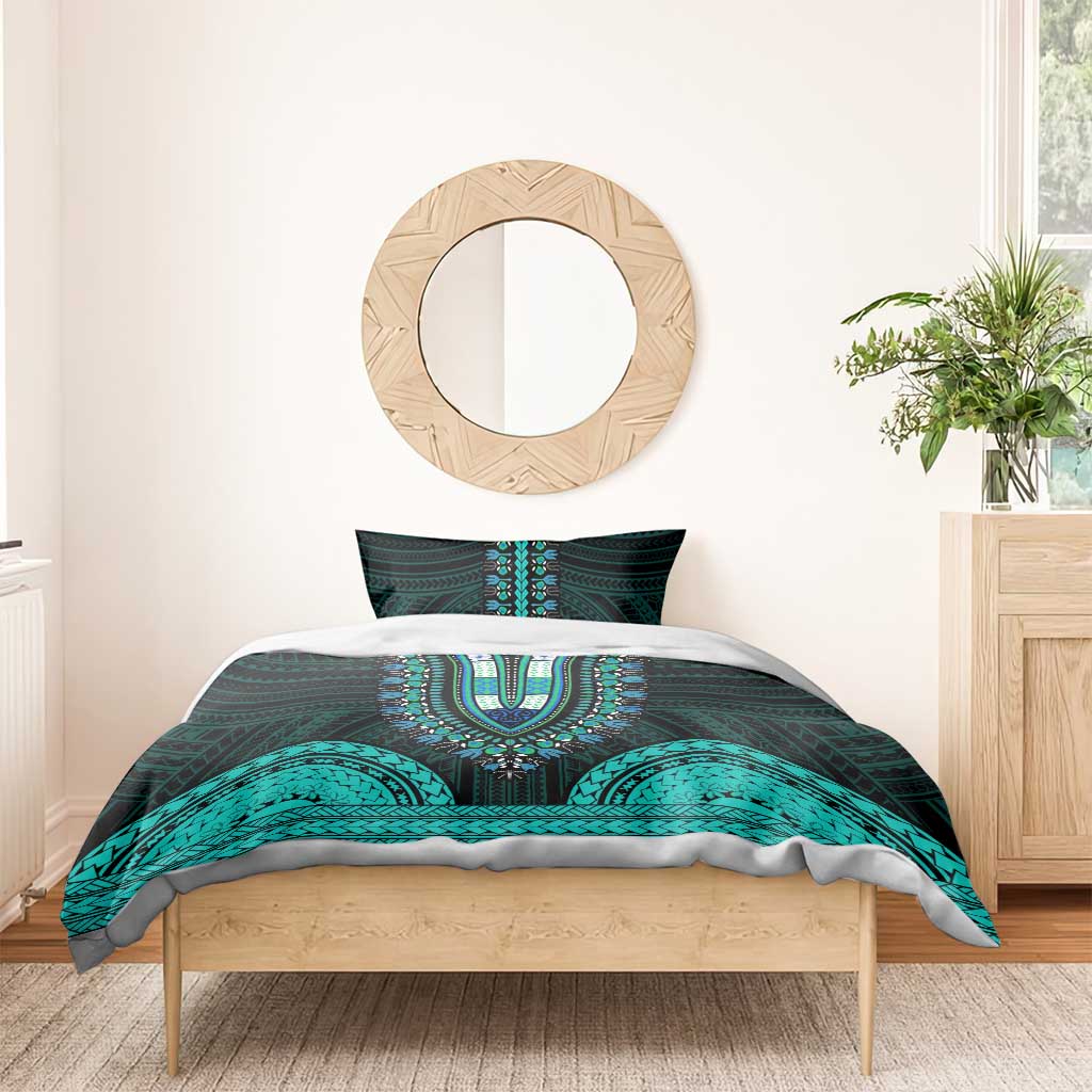 African Dashiki and Polynesian Pattern Bedding Set Teal LT9