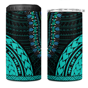 African Dashiki and Polynesian Pattern 4 in 1 Can Cooler Tumbler Teal LT9