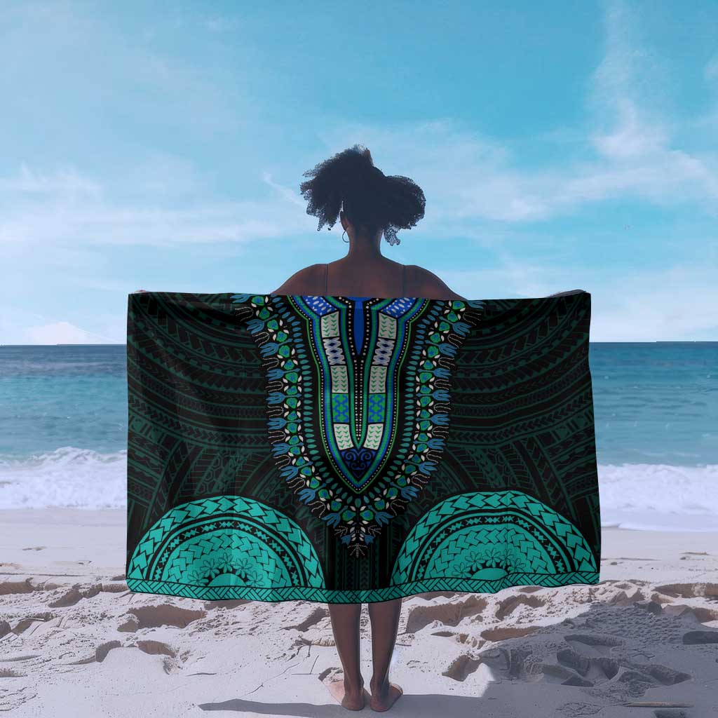 African Dashiki and Polynesian Pattern Sarong Teal LT9