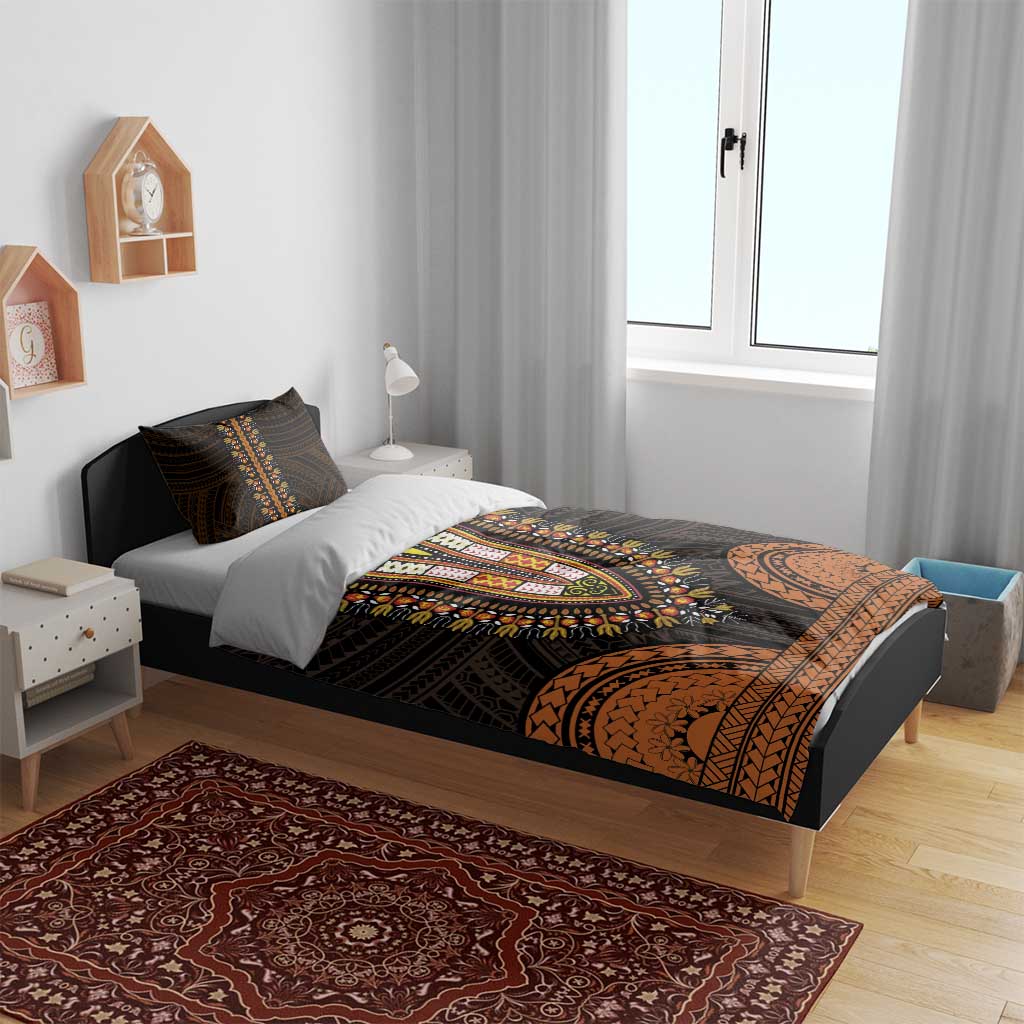 African Dashiki and Polynesian Pattern Bedding Set Gold LT9
