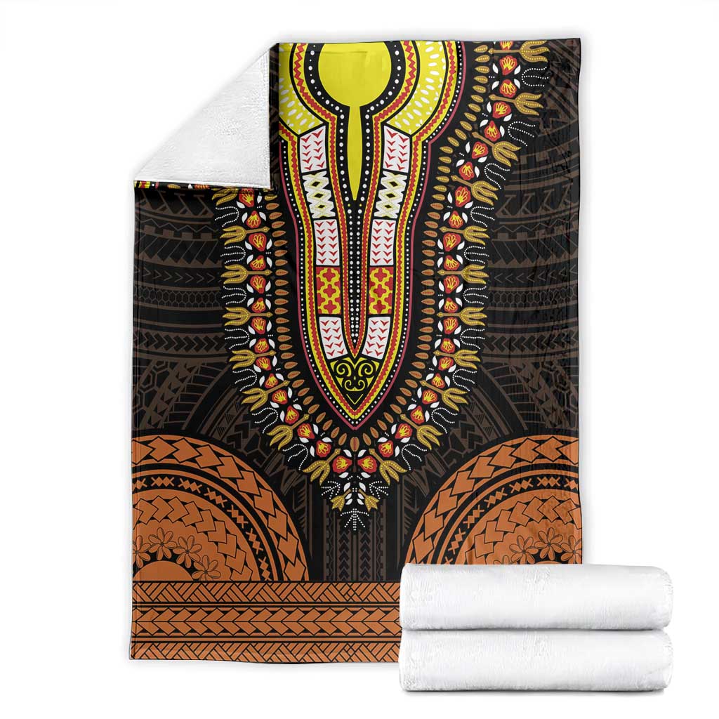 African Dashiki and Polynesian Pattern Blanket Gold LT9