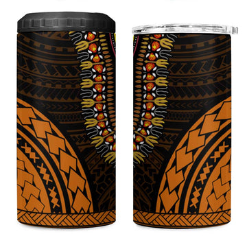 African Dashiki and Polynesian Pattern 4 in 1 Can Cooler Tumbler Gold LT9