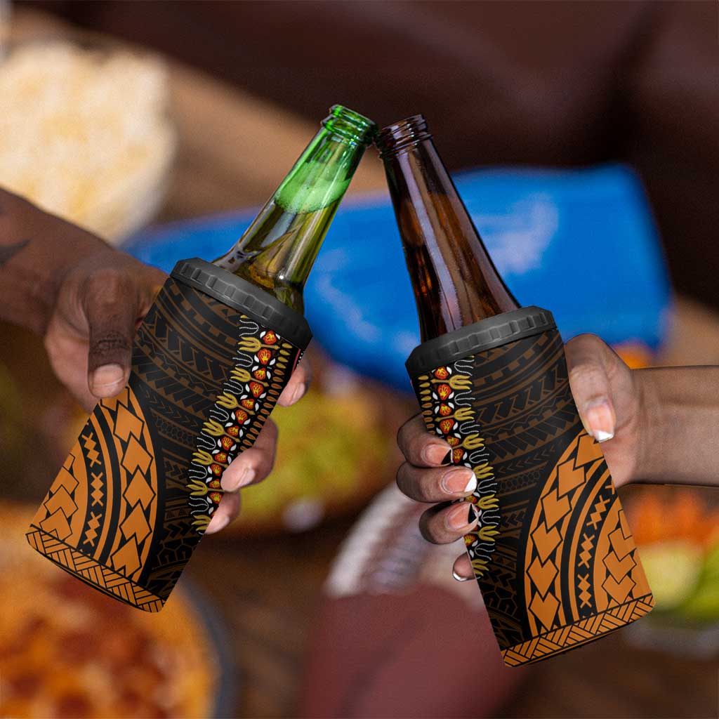 African Dashiki and Polynesian Pattern 4 in 1 Can Cooler Tumbler Gold LT9