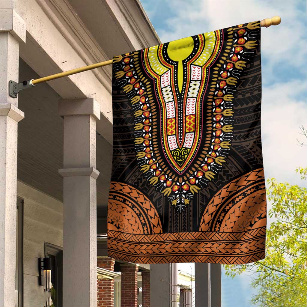 African Dashiki and Polynesian Pattern Garden Flag Gold LT9