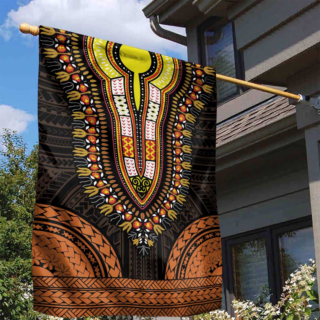 African Dashiki and Polynesian Pattern Garden Flag Gold LT9