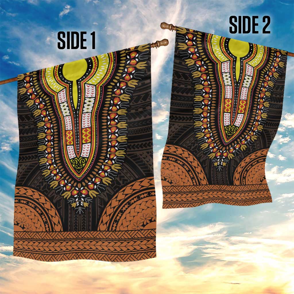 African Dashiki and Polynesian Pattern Garden Flag Gold LT9