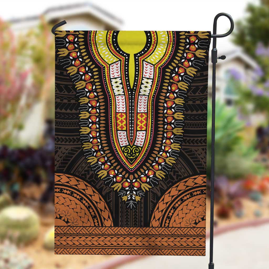 African Dashiki and Polynesian Pattern Garden Flag Gold LT9