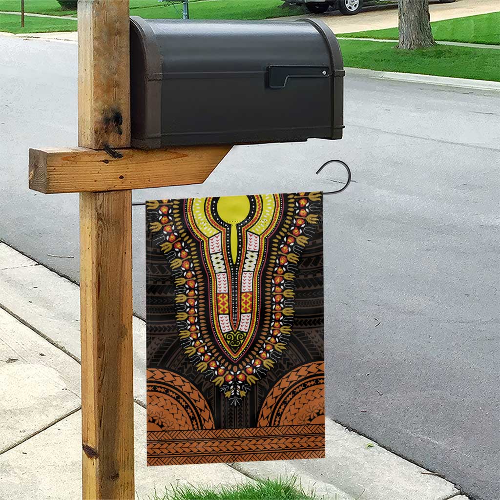 African Dashiki and Polynesian Pattern Garden Flag Gold LT9