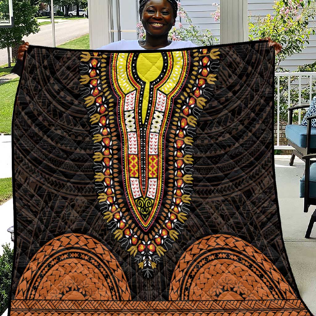 African Dashiki and Polynesian Pattern Quilt Gold LT9