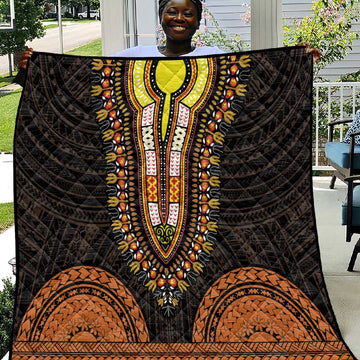 African Dashiki and Polynesian Pattern Quilt Gold LT9