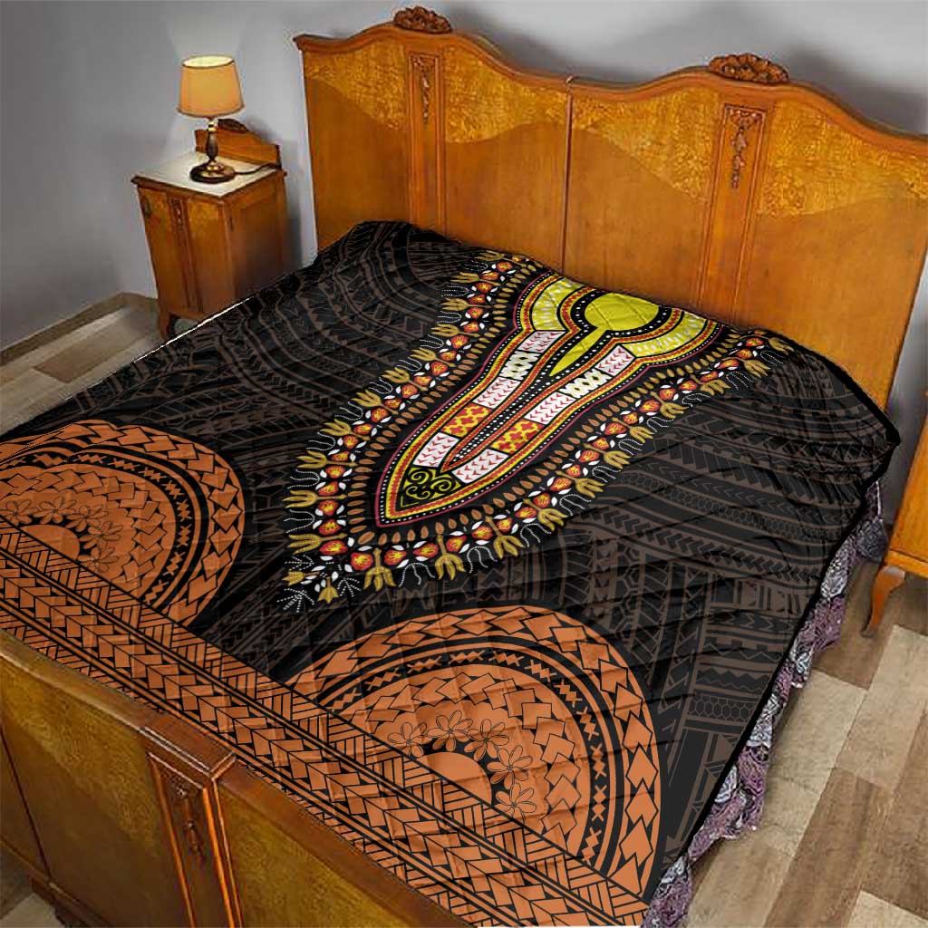 African Dashiki and Polynesian Pattern Quilt Gold LT9