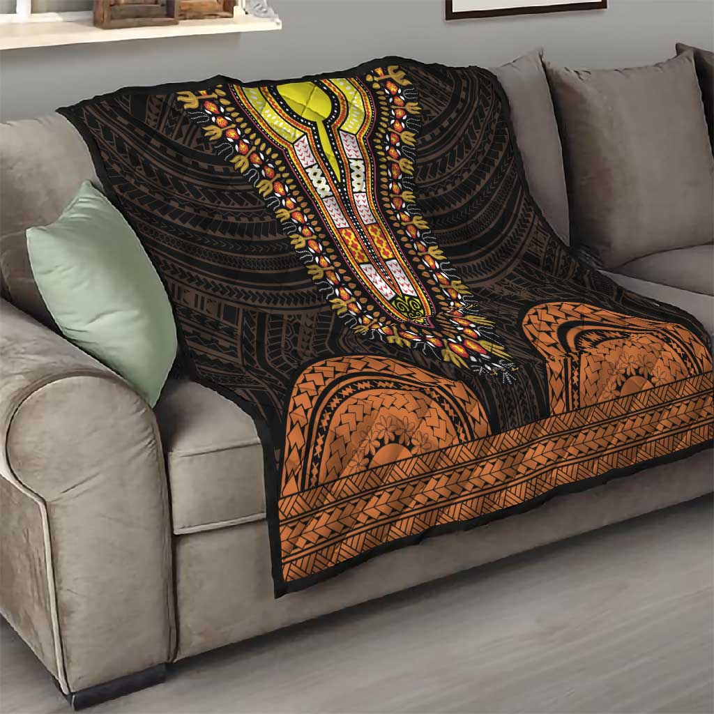 African Dashiki and Polynesian Pattern Quilt Gold LT9