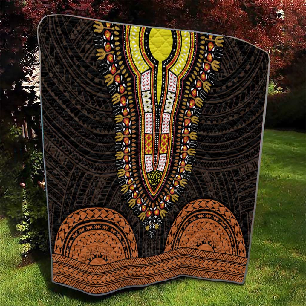 African Dashiki and Polynesian Pattern Quilt Gold LT9