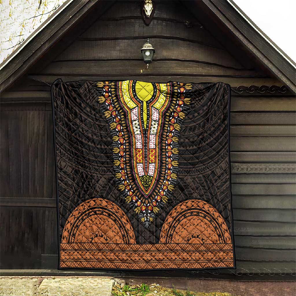 African Dashiki and Polynesian Pattern Quilt Gold LT9