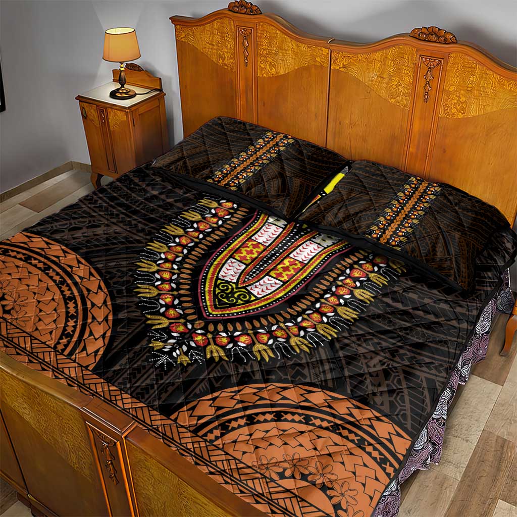 African Dashiki and Polynesian Pattern Quilt Bed Set Gold LT9