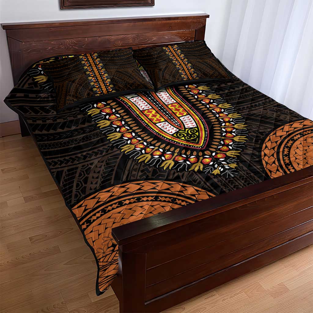 African Dashiki and Polynesian Pattern Quilt Bed Set Gold LT9