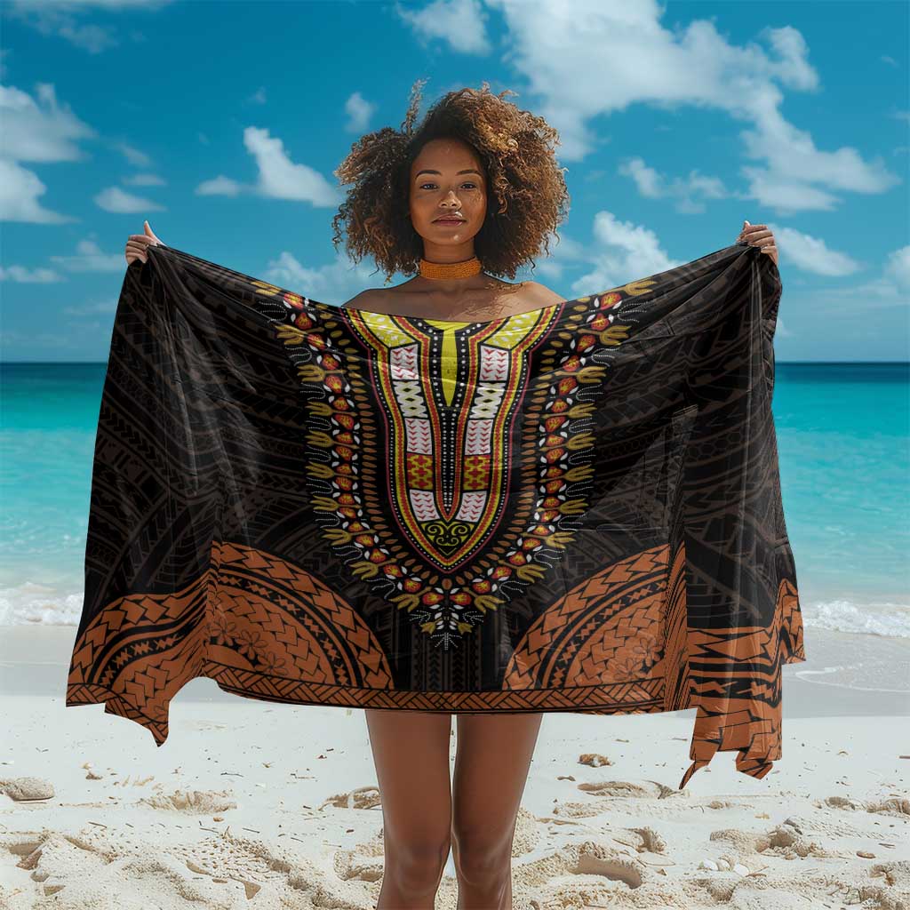 African Dashiki and Polynesian Pattern Sarong Gold LT9