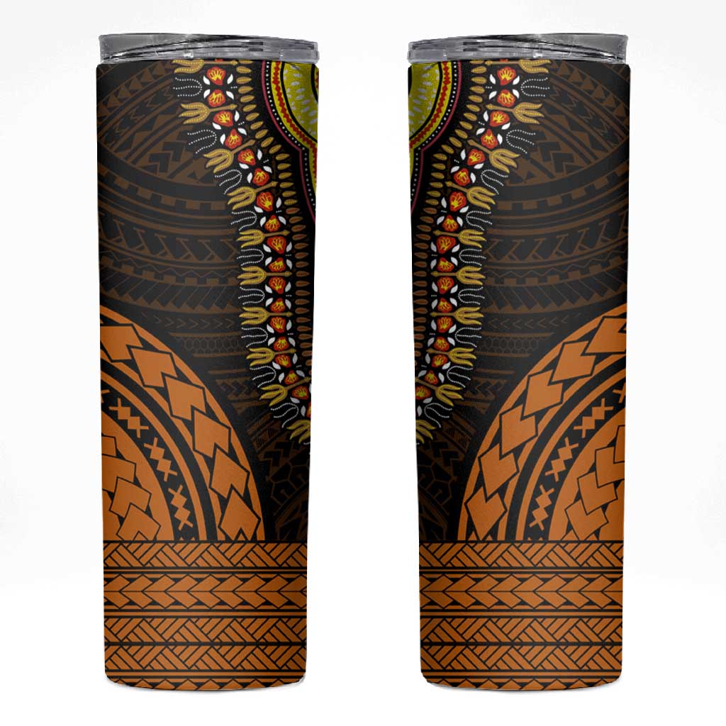 African Dashiki and Polynesian Pattern Skinny Tumbler Gold LT9