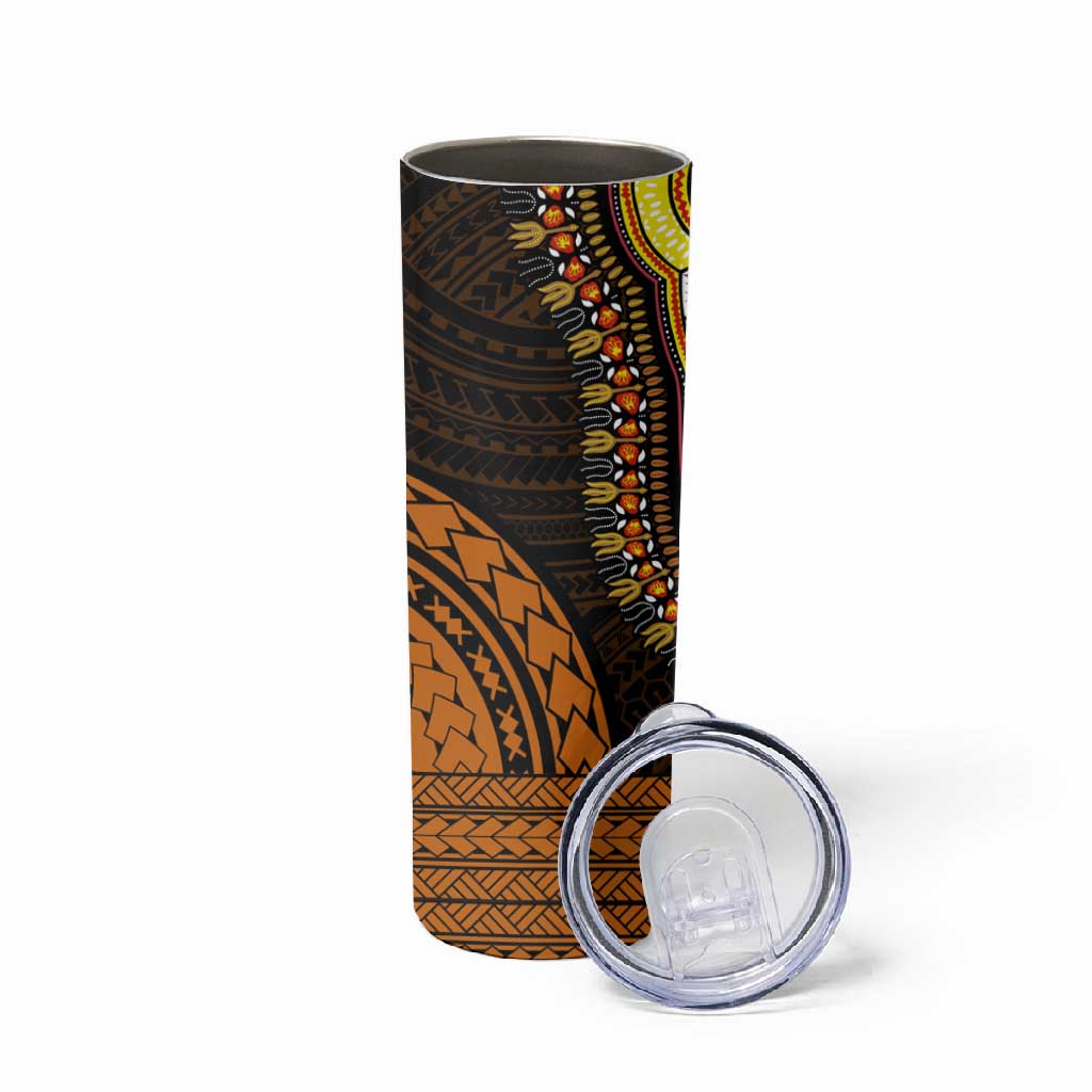 African Dashiki and Polynesian Pattern Skinny Tumbler Gold LT9