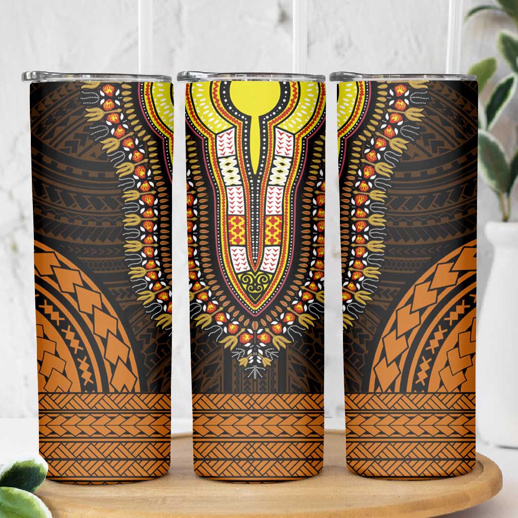 African Dashiki and Polynesian Pattern Skinny Tumbler Gold LT9