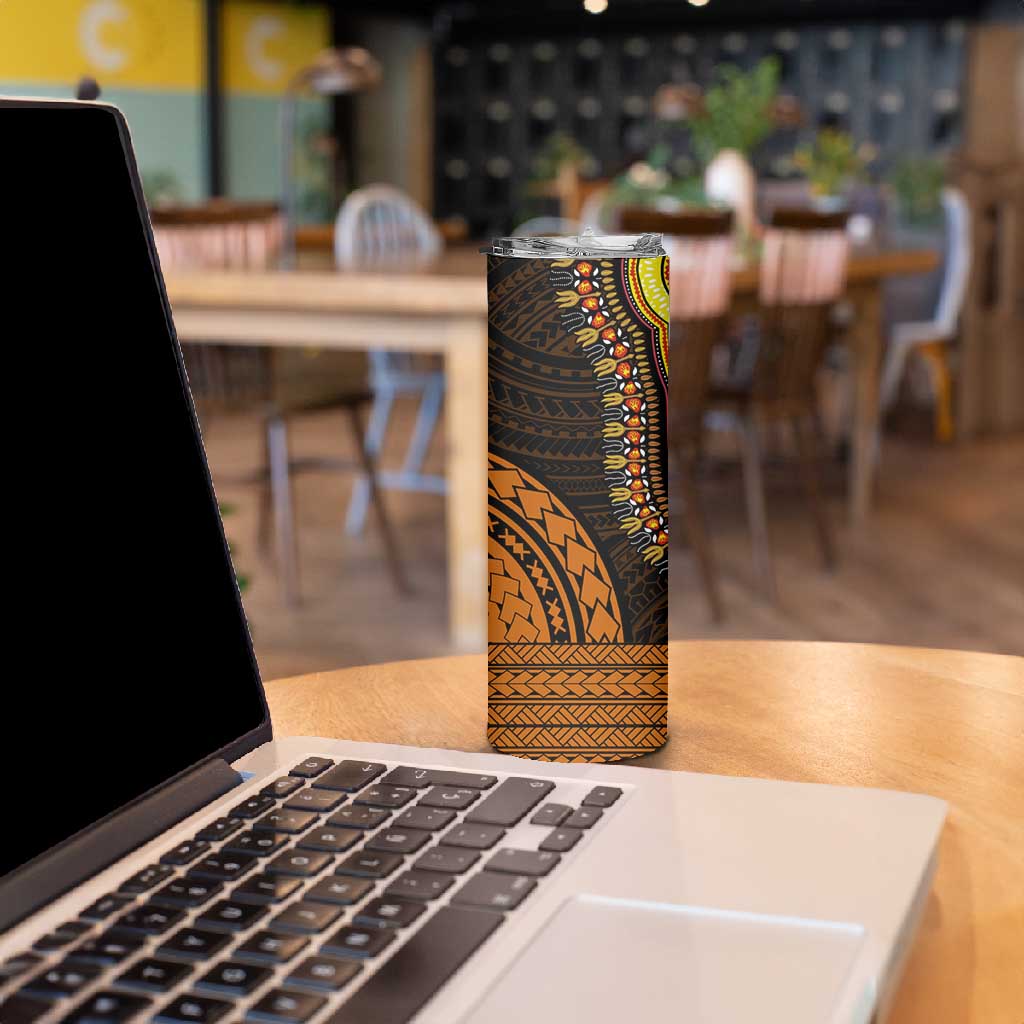 African Dashiki and Polynesian Pattern Skinny Tumbler Gold LT9