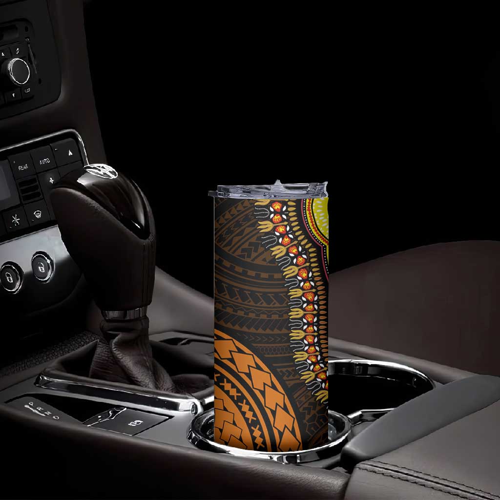 African Dashiki and Polynesian Pattern Skinny Tumbler Gold LT9