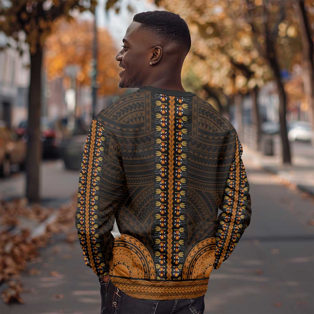 African Dashiki and Polynesian Pattern Sweatshirt Gold LT9
