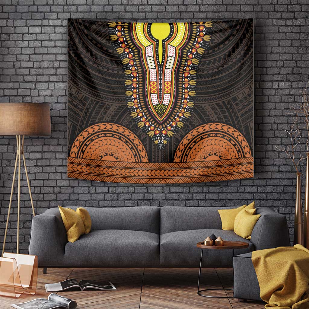 African Dashiki and Polynesian Pattern Tapestry Gold LT9