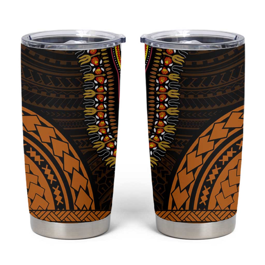 African Dashiki and Polynesian Pattern Tumbler Cup Gold LT9