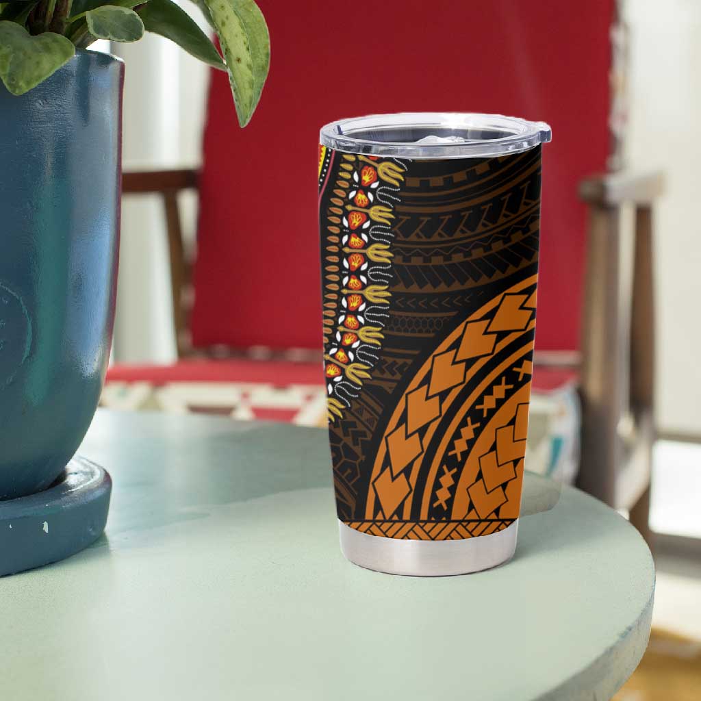 African Dashiki and Polynesian Pattern Tumbler Cup Gold LT9