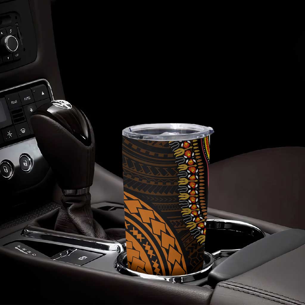 African Dashiki and Polynesian Pattern Tumbler Cup Gold LT9