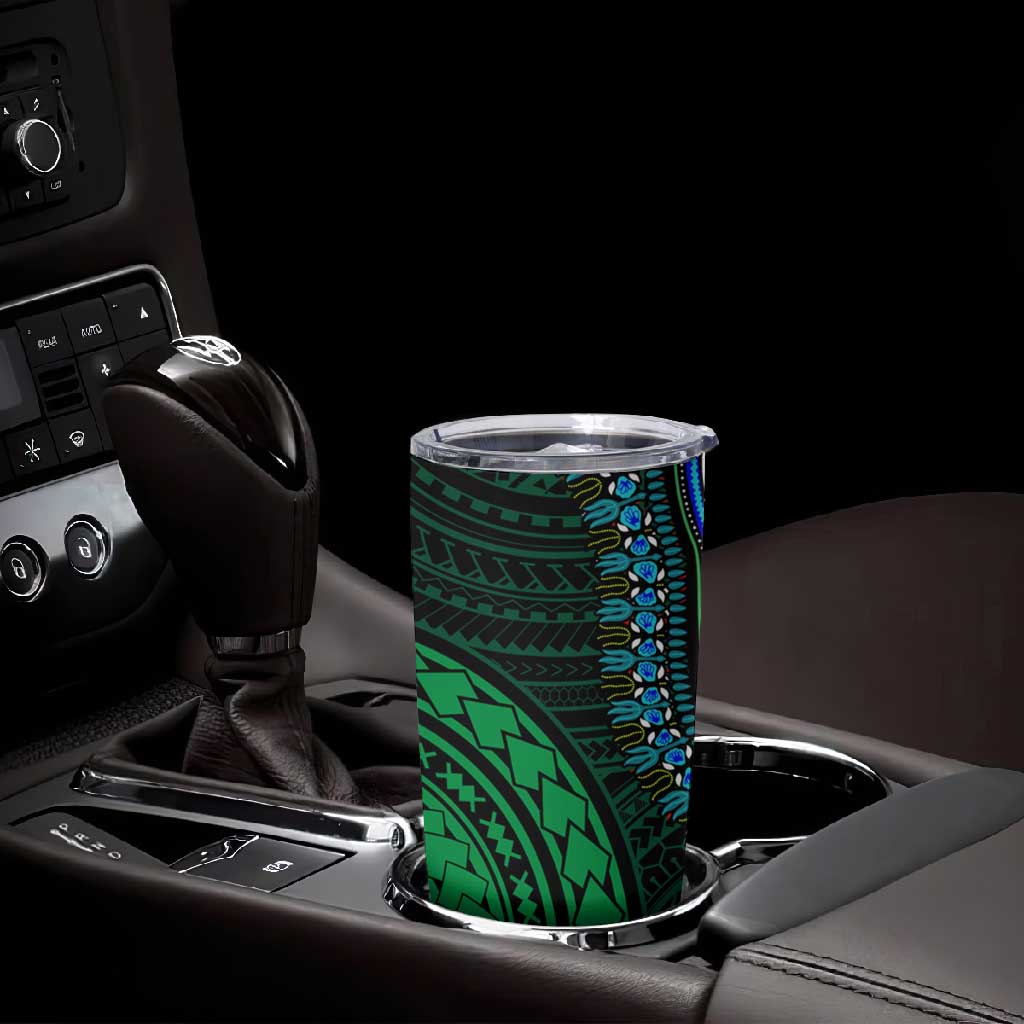 African Dashiki and Polynesian Pattern Tumbler Cup Half Green-Red LT9
