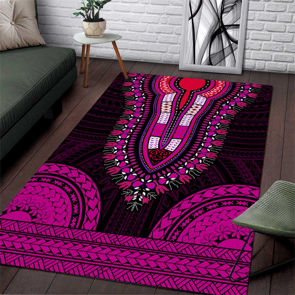 African Dashiki and Polynesian Pattern Area Rug Pink LT9