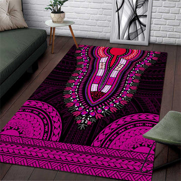 African Dashiki and Polynesian Pattern Area Rug Pink LT9