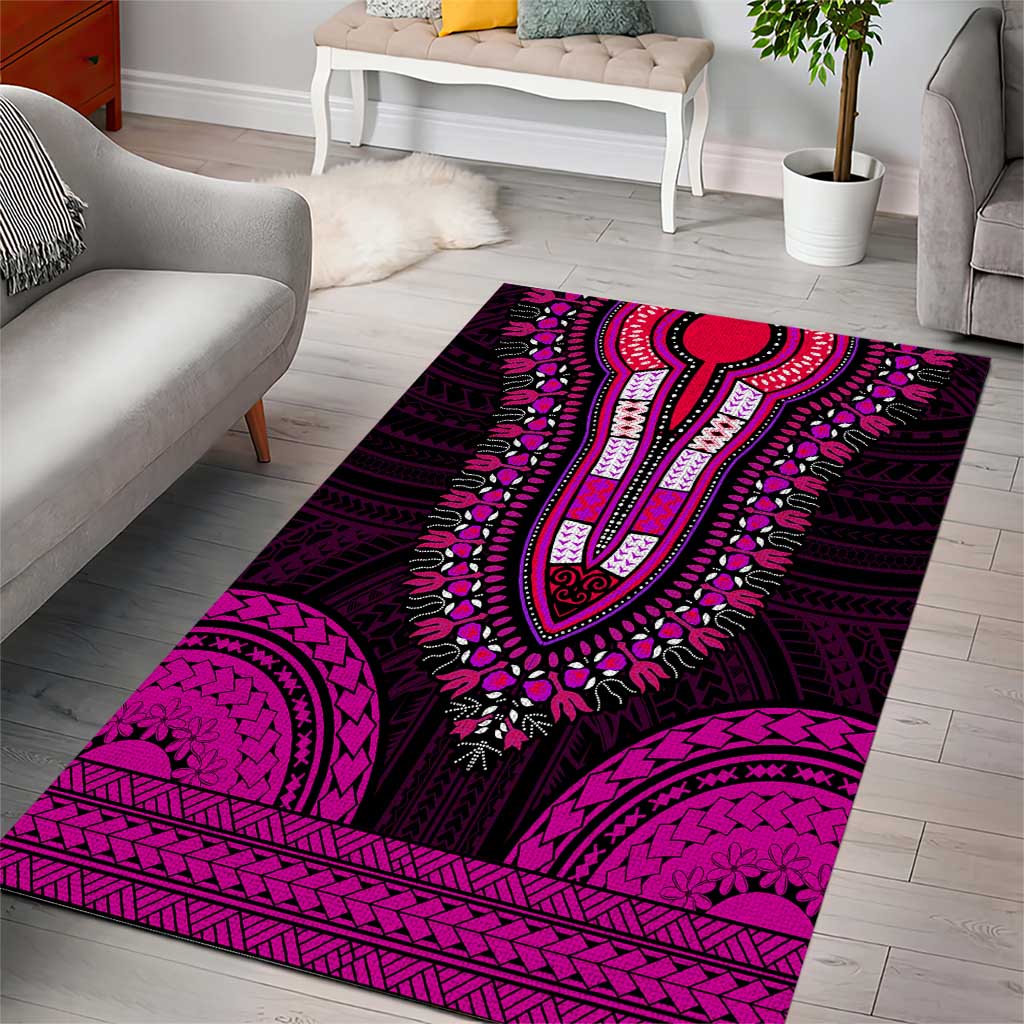 African Dashiki and Polynesian Pattern Area Rug Pink LT9
