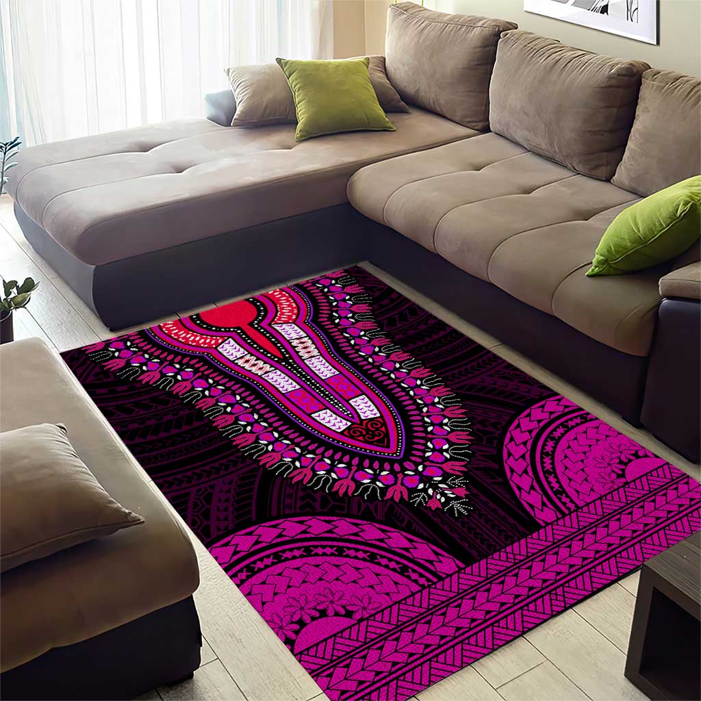 African Dashiki and Polynesian Pattern Area Rug Pink LT9