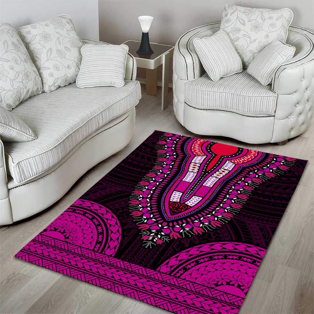 African Dashiki and Polynesian Pattern Area Rug Pink LT9