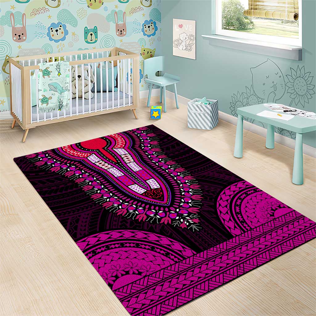 African Dashiki and Polynesian Pattern Area Rug Pink LT9