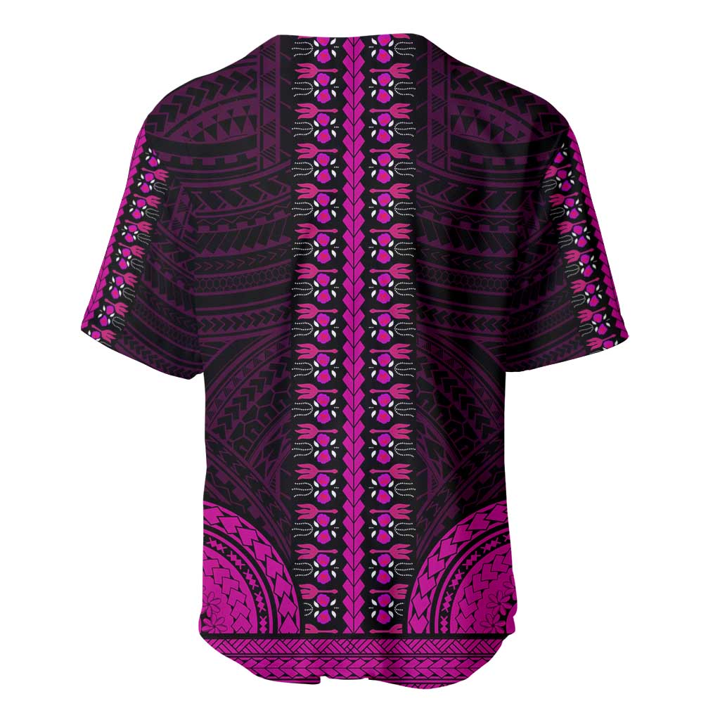 African Dashiki and Polynesian Pattern Baseball Jersey Pink LT9